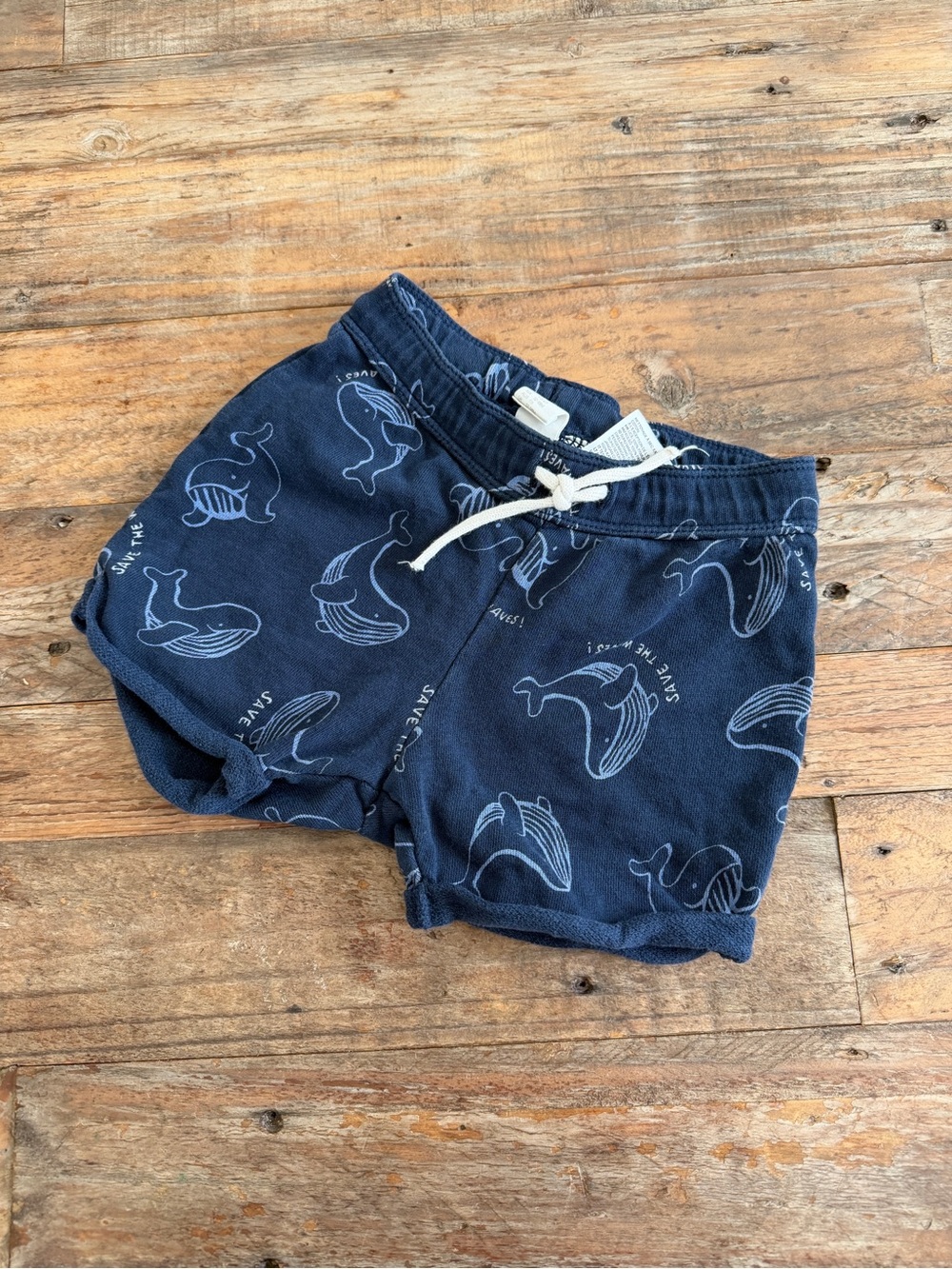 H&M Navy Whale Print Shorts with Drawstring